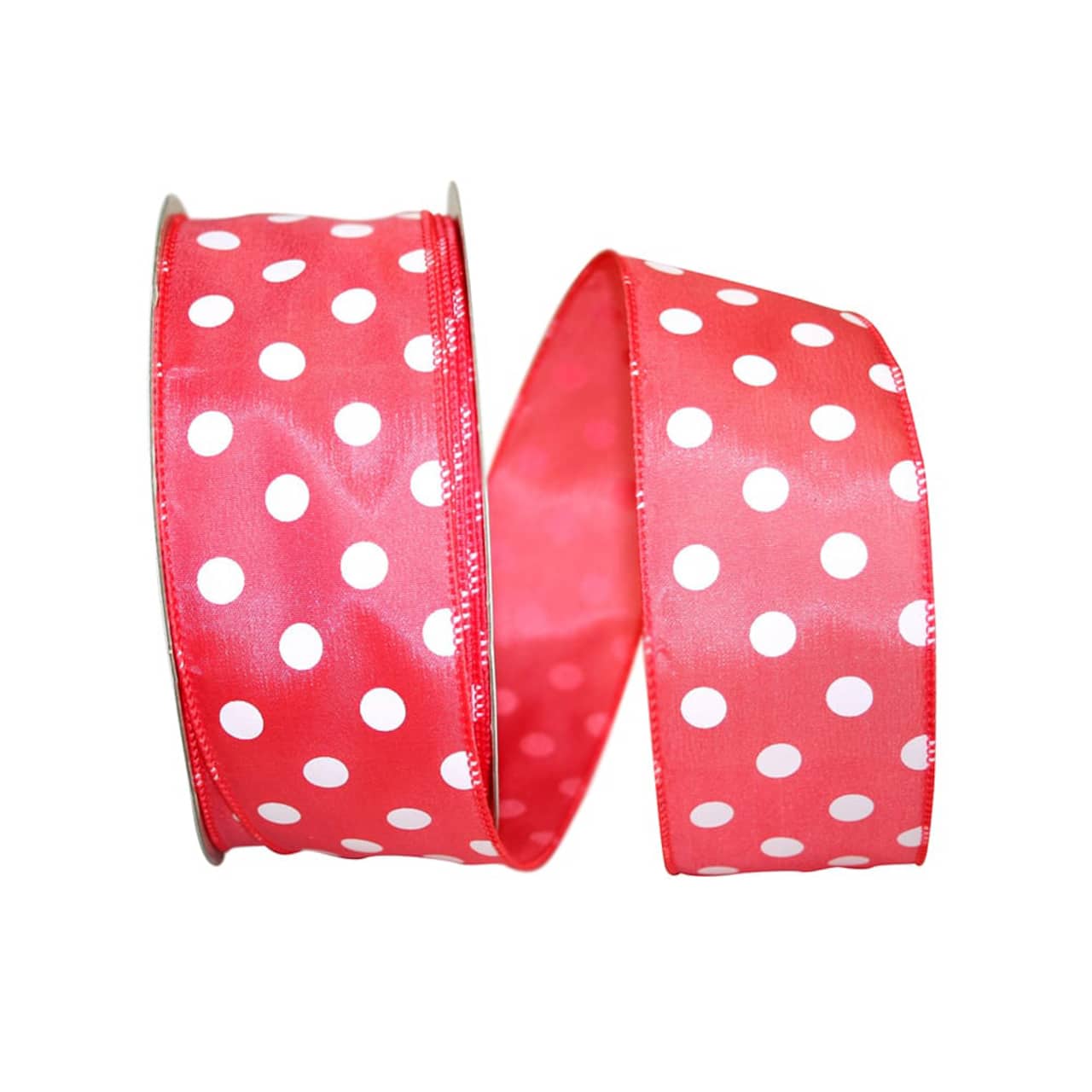 JAM Paper 2.5" x 50yd. Satin Large Dots Wired Ribbon